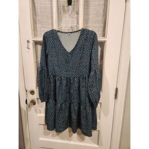 Green and‎ White Polka Dot Flowy Dress Women's Size Small